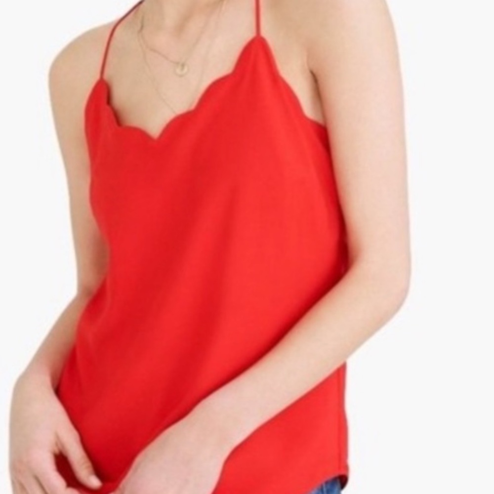 J. Crew Red Scalloped Tank Top NEW